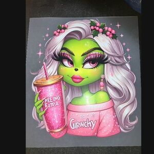Dtf iron on Grinchy Pink and Green Art Print